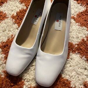 Vintage Square toe Pásero White Leather Pumps